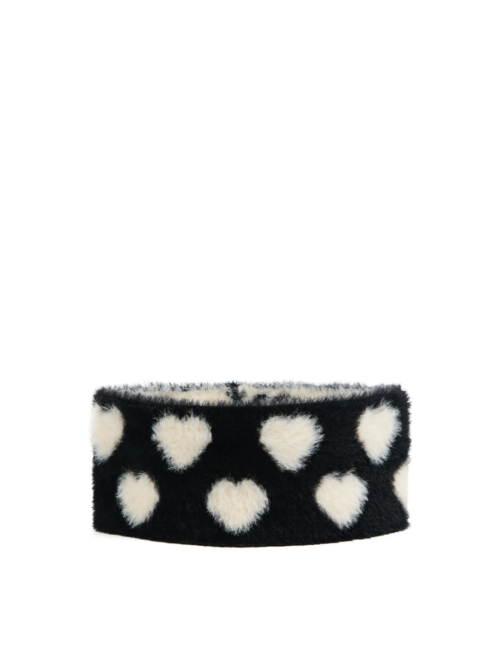 Clearance Cropp Pluszowa opaska w serduszka czarny