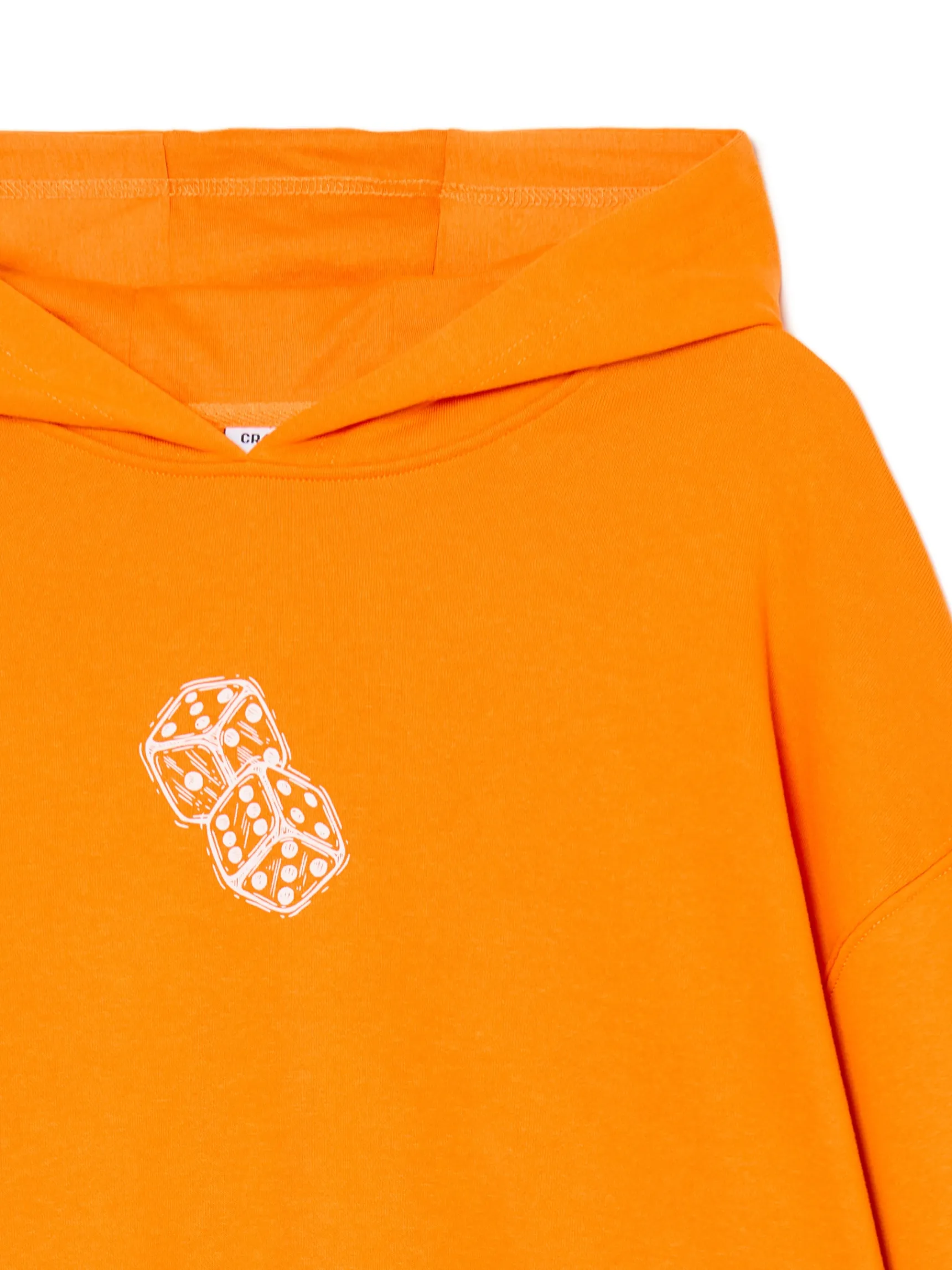 Best Cropp Pomarańczowa bluza z kapturem i nadrukiem UNISEX pomarańczowy