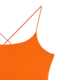Sale Cropp Pomarańczowa sukienka mini pomarańczowy