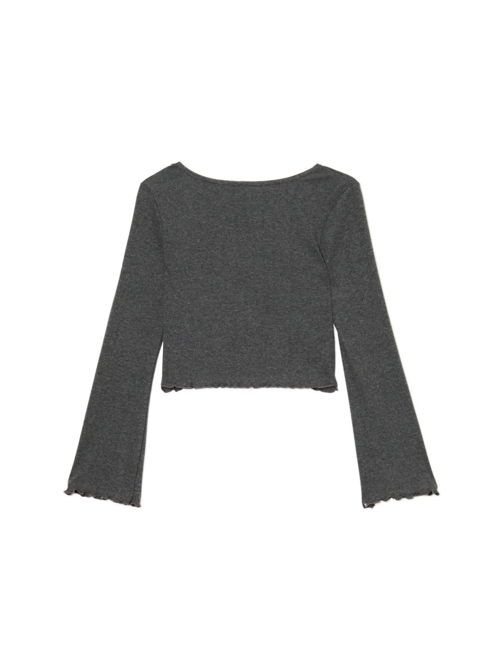 Sale Cropp Prążkowana szara koszulka longsleeve szary