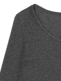 Sale Cropp Prążkowana szara koszulka longsleeve szary