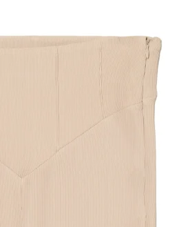 Outlet Cropp Prążkowane spodnie typu flare beżowy