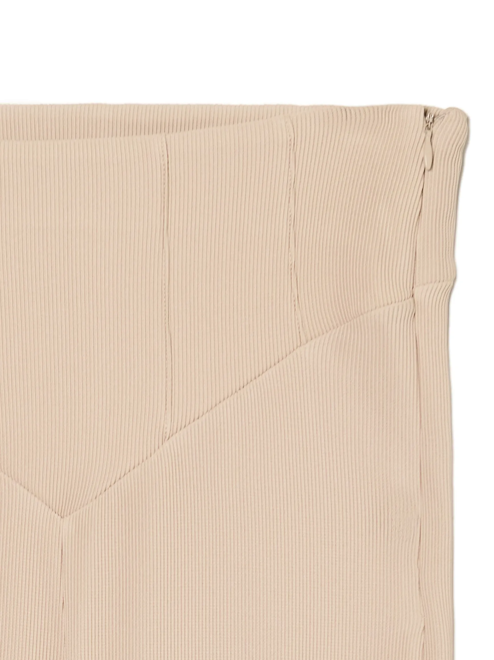 Outlet Cropp Prążkowane spodnie typu flare beżowy