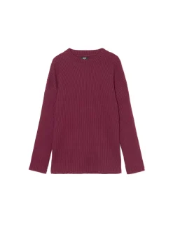 Online Cropp Prążkowany sweter oversize kasztanowy