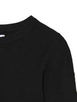 Best Cropp Prążkowany sweter z wycięciami na rękawach czarny