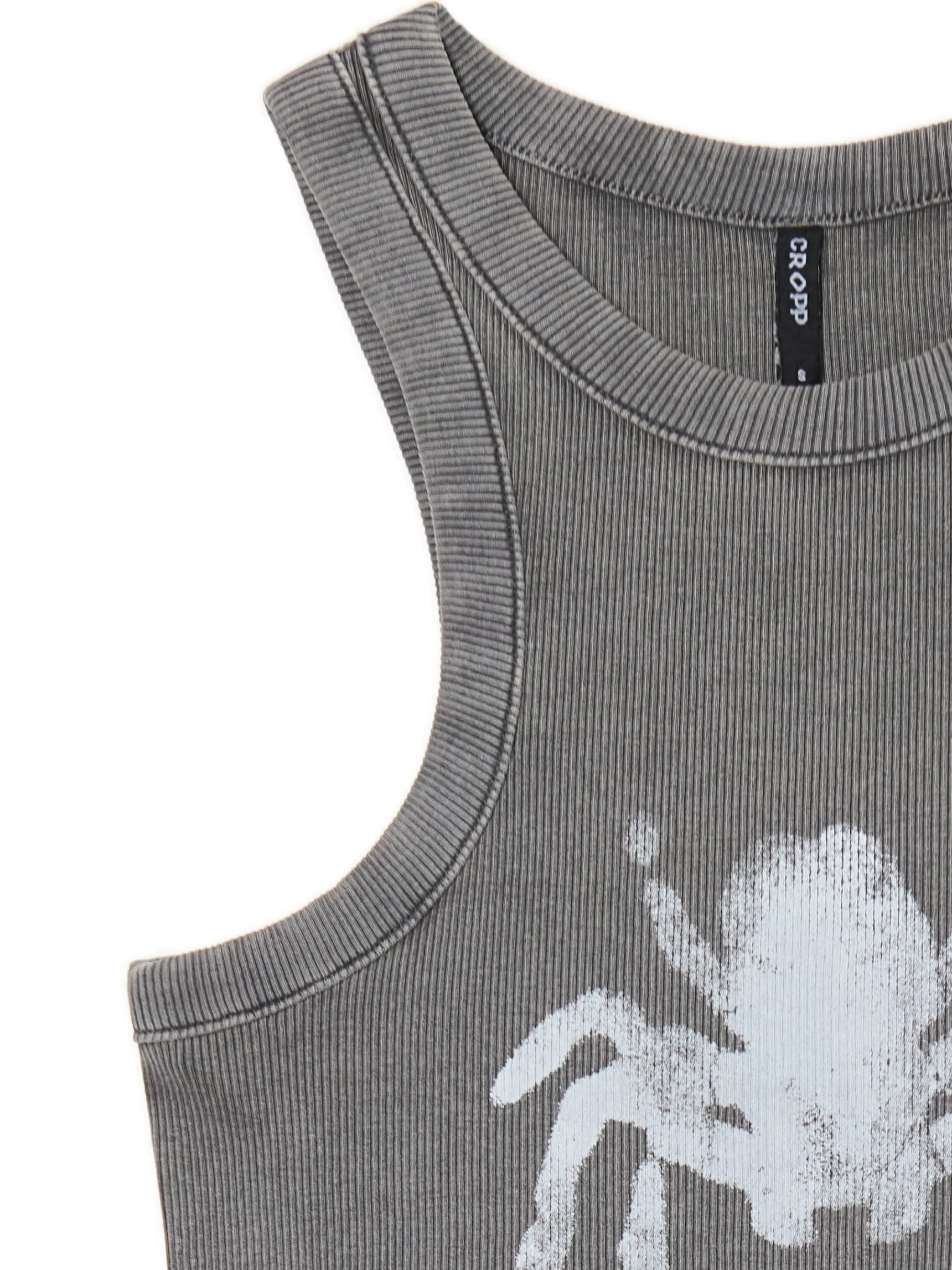 Best Cropp Prążkowany top z pająkiem szary