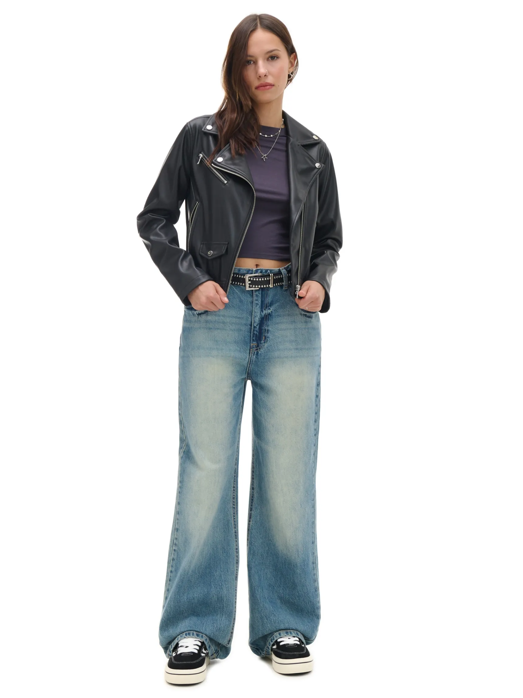 Outlet Cropp Retro jeansy wide leg błękitny