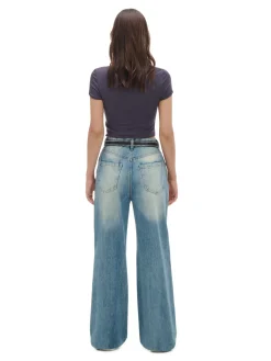 Outlet Cropp Retro jeansy wide leg błękitny