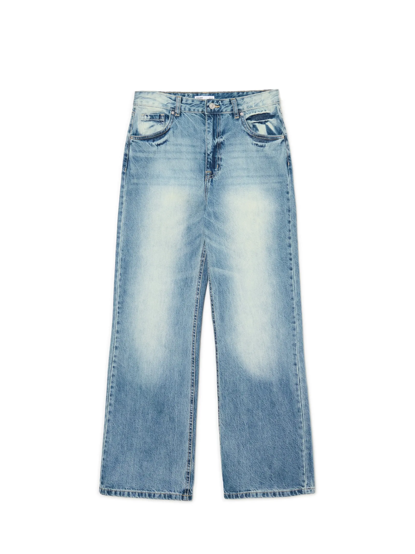 Outlet Cropp Retro jeansy wide leg błękitny