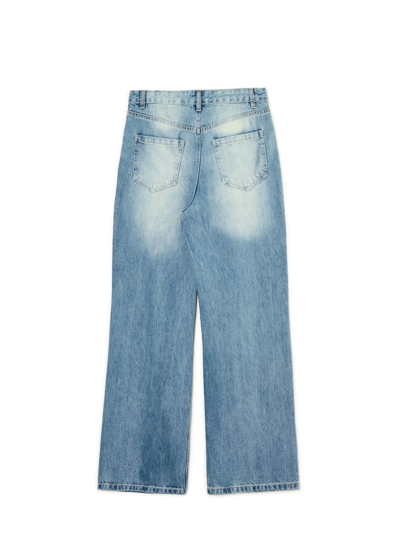 Outlet Cropp Retro jeansy wide leg błękitny