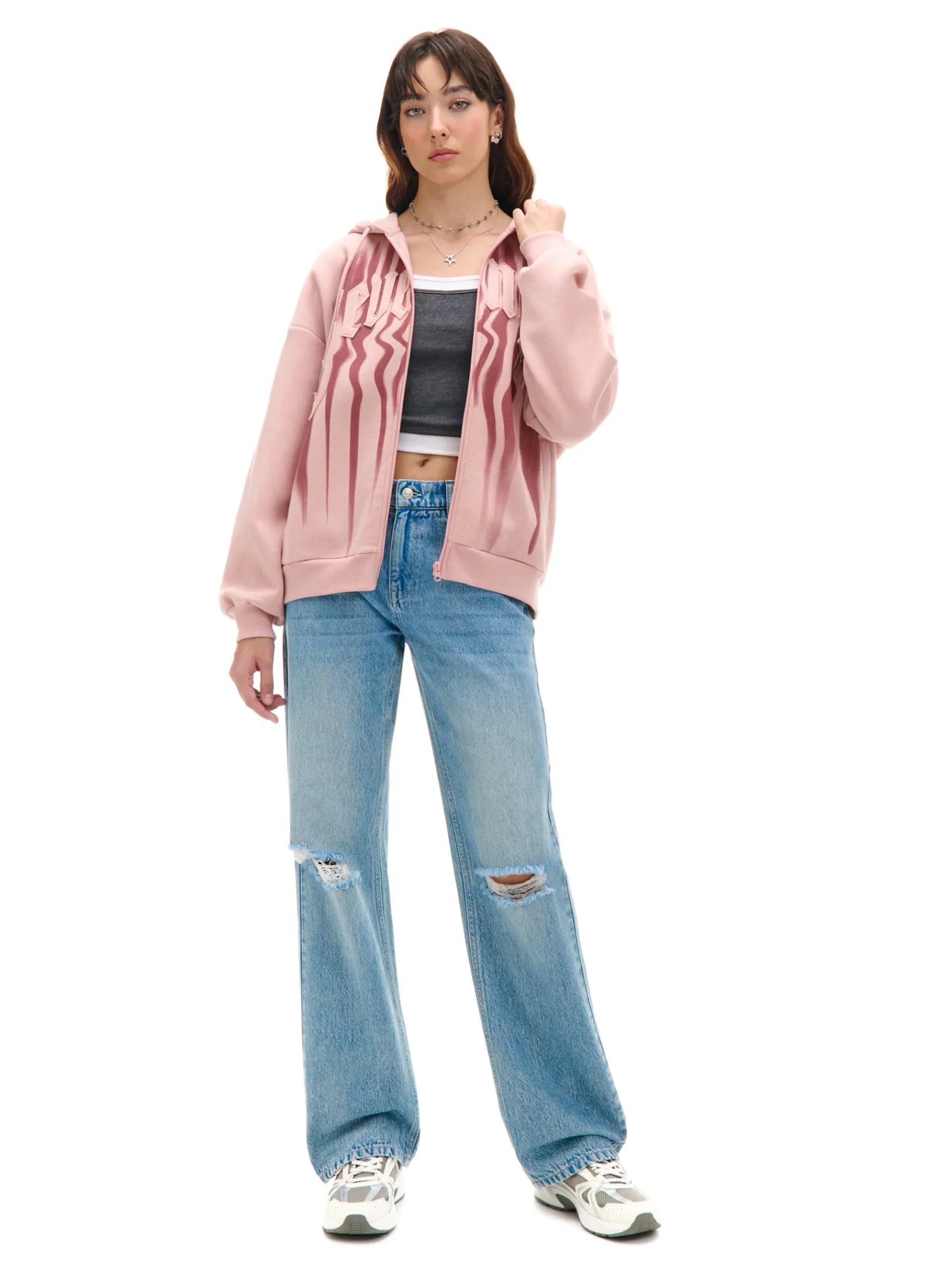 Hot Cropp Różowa bluza z kapturem różowy