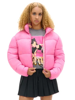 Best Cropp Różowa kurtka puffer różowy