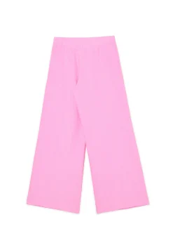 Discount Cropp Różowe spodnie tailoring w paski różowy