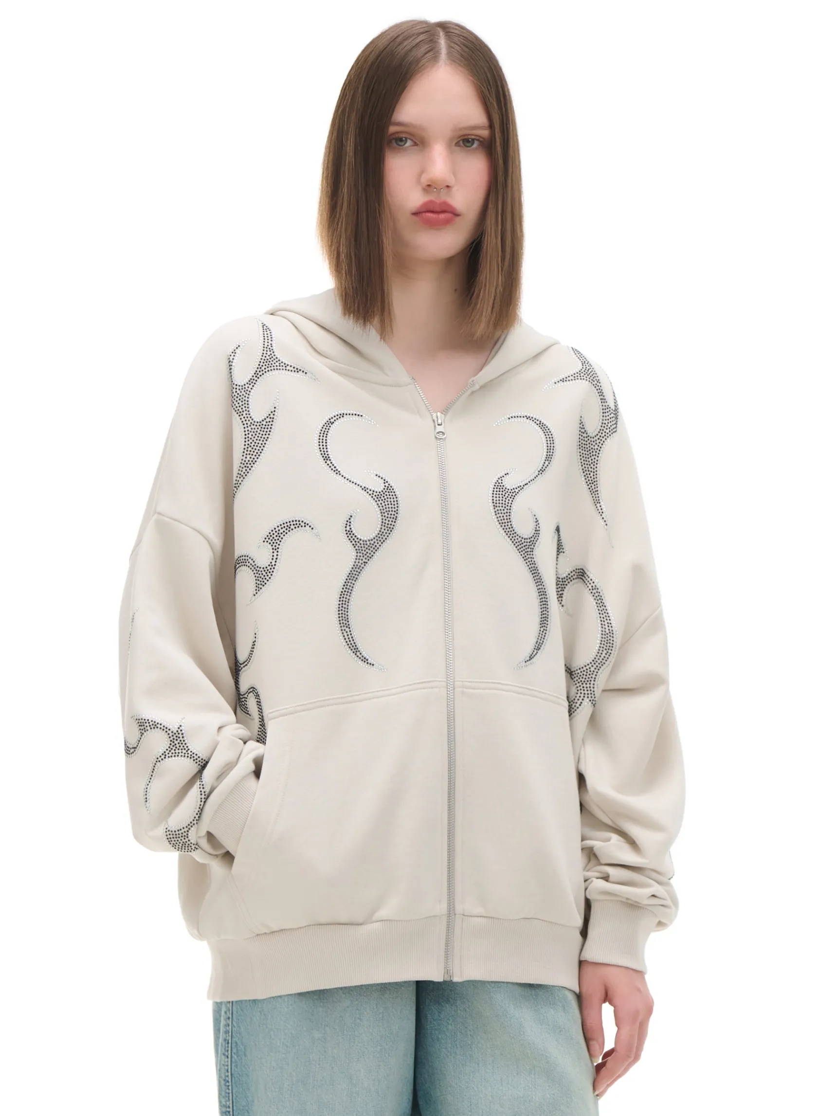 Fashion Cropp Rozpinana bluza z aplikacjami beżowy