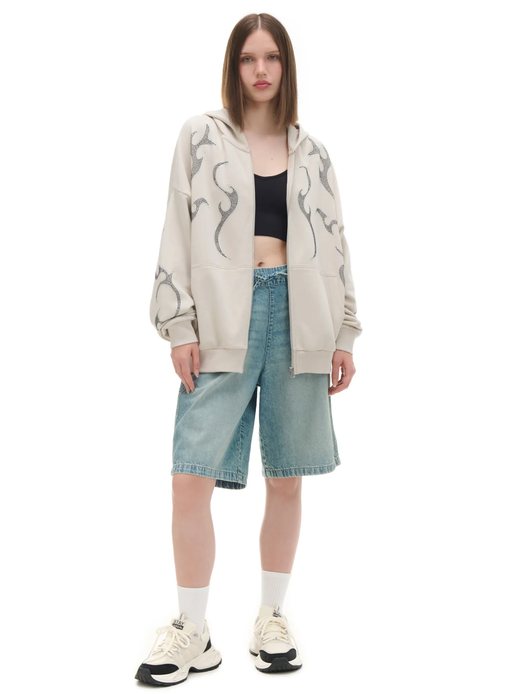 Fashion Cropp Rozpinana bluza z aplikacjami beżowy