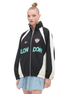 Best Cropp Rozpinana bluza z nadrukami UNISEX czarny