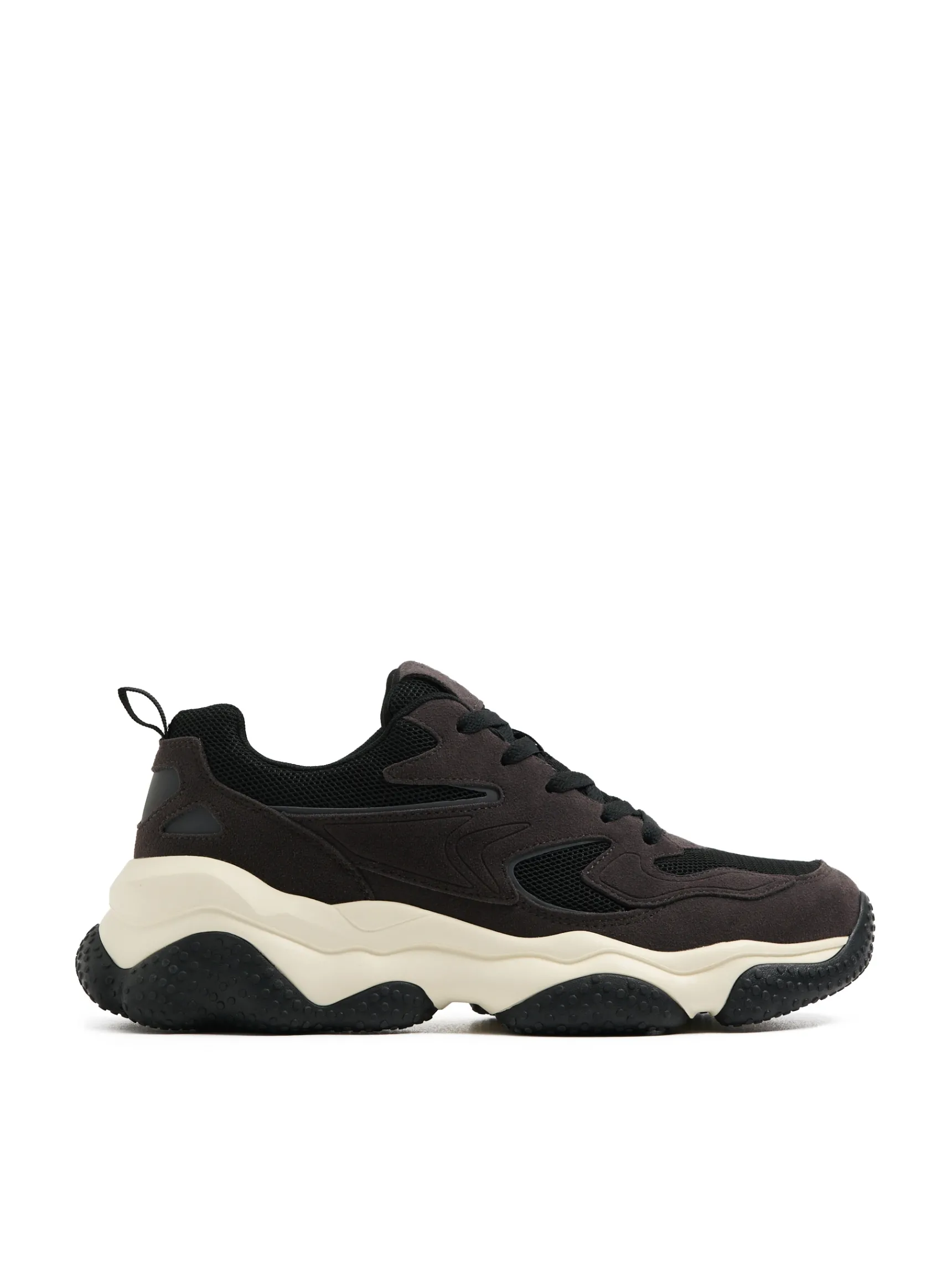 Online Cropp Sneakersy z elementami skórzanymi szary