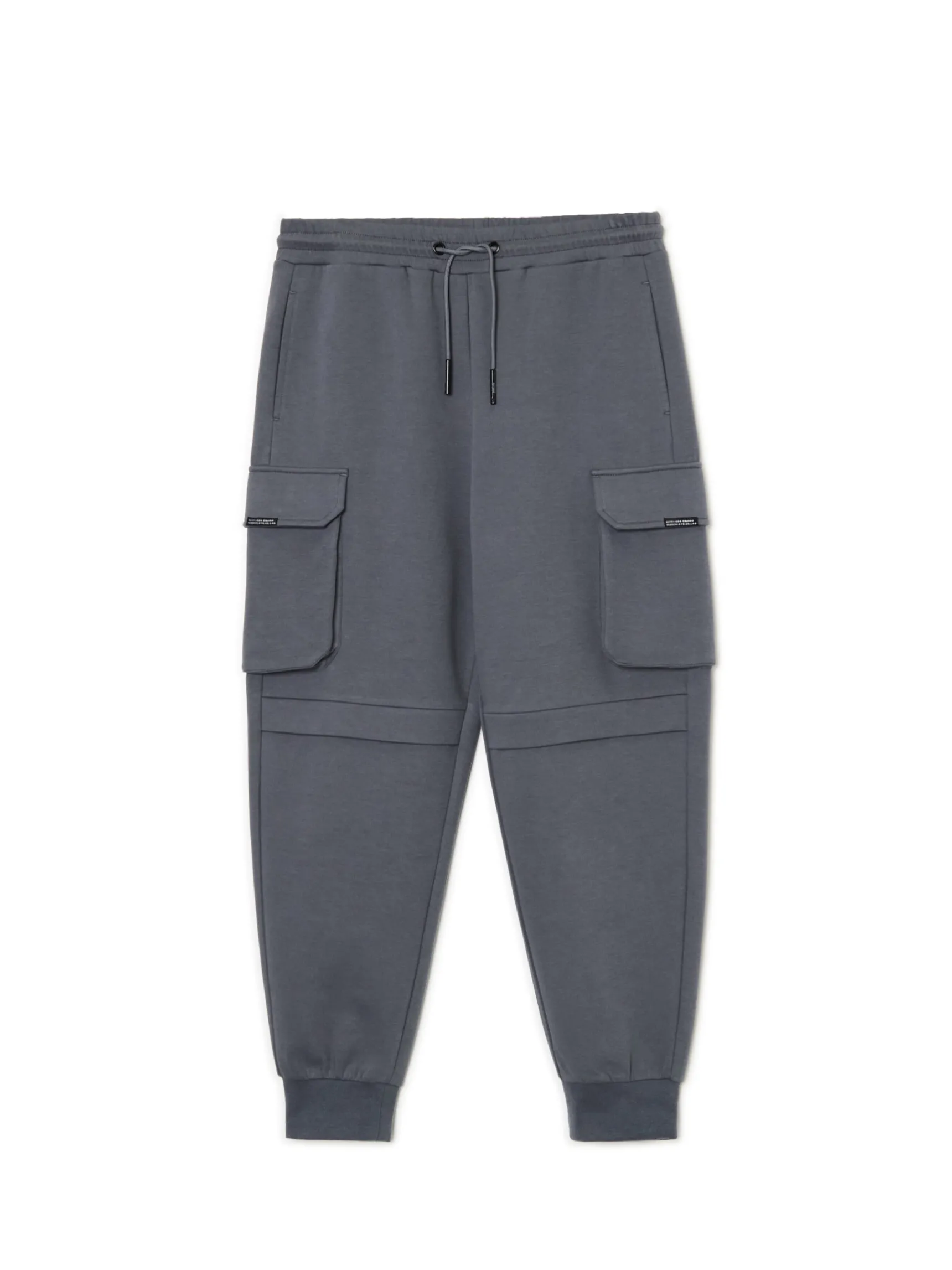 New Cropp Solidne dresowe joggery regular z kieszeniami szary