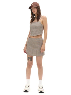 Clearance Cropp Spódnica mini w kratę z wiskozą brązowy