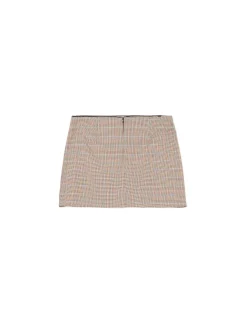 Clearance Cropp Spódnica mini w kratę z wiskozą brązowy