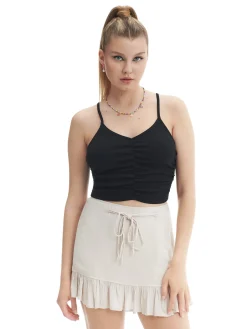 Discount Cropp Spódniczka z wiązaniem różowy