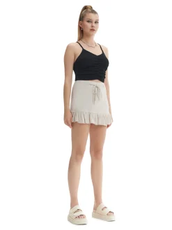 Discount Cropp Spódniczka z wiązaniem różowy