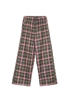 Sale Cropp Spodnie baggy w kratę zielony