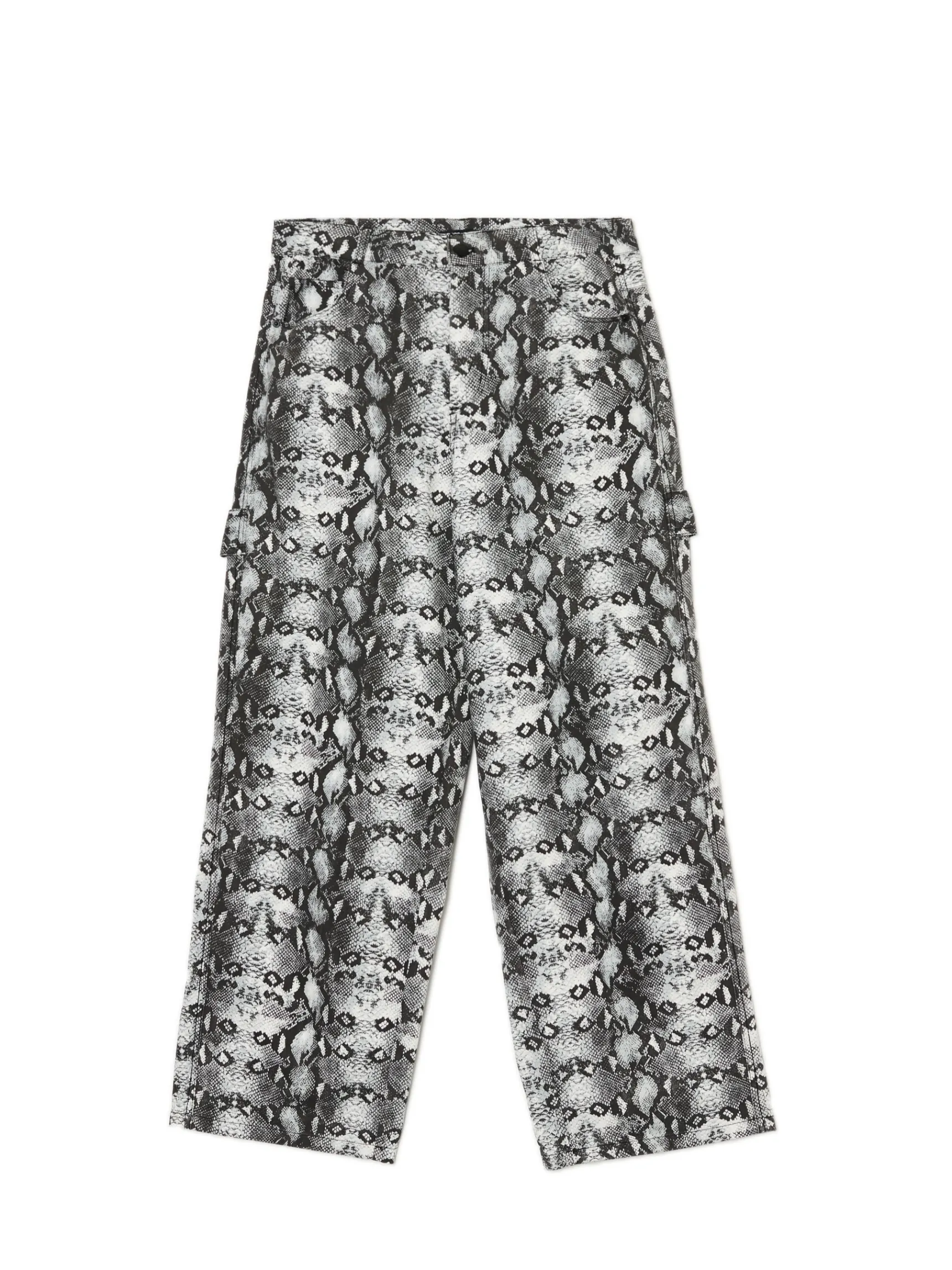 Clearance Cropp Spodnie baggy z wężowym motywem szary
