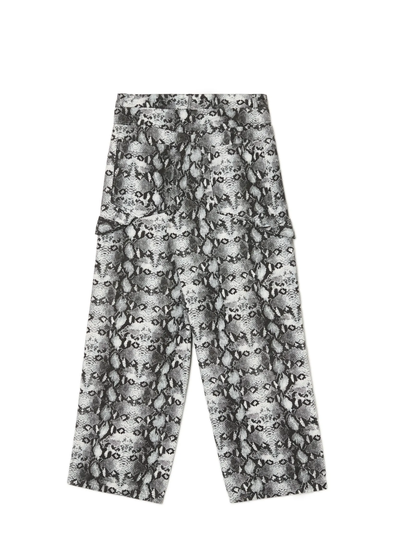 Clearance Cropp Spodnie baggy z wężowym motywem szary