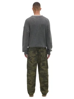 Best Cropp Spodnie cargo z motywem moro zielony