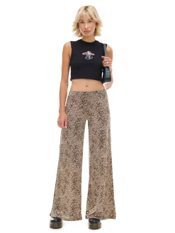 Best Cropp Spodnie flare w panterkę wielobarwny