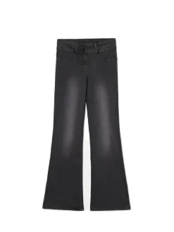 Clearance Cropp Spodnie flare z efektem sprania czarny