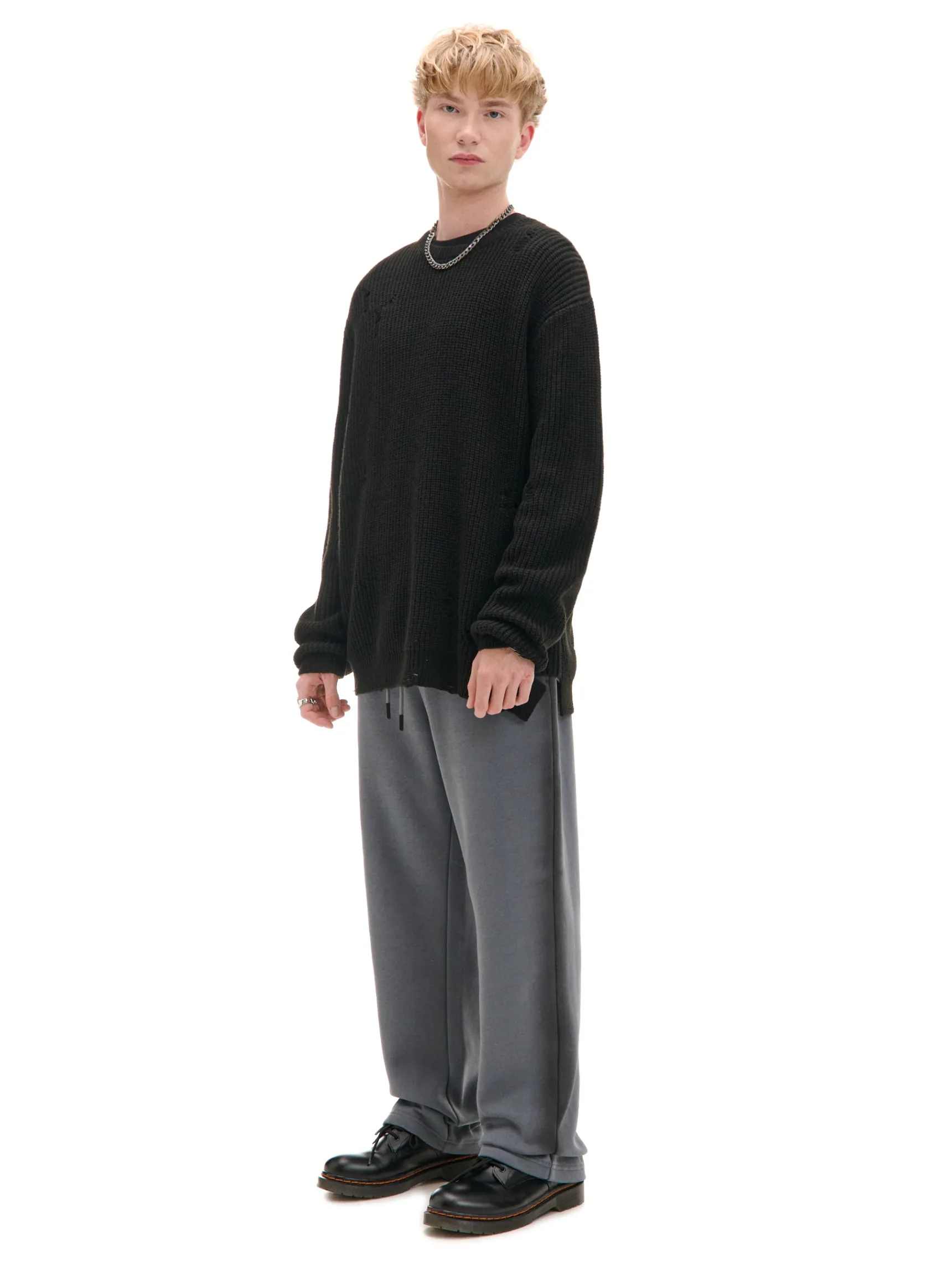 Sale Cropp Spodnie loose z lampasami szary