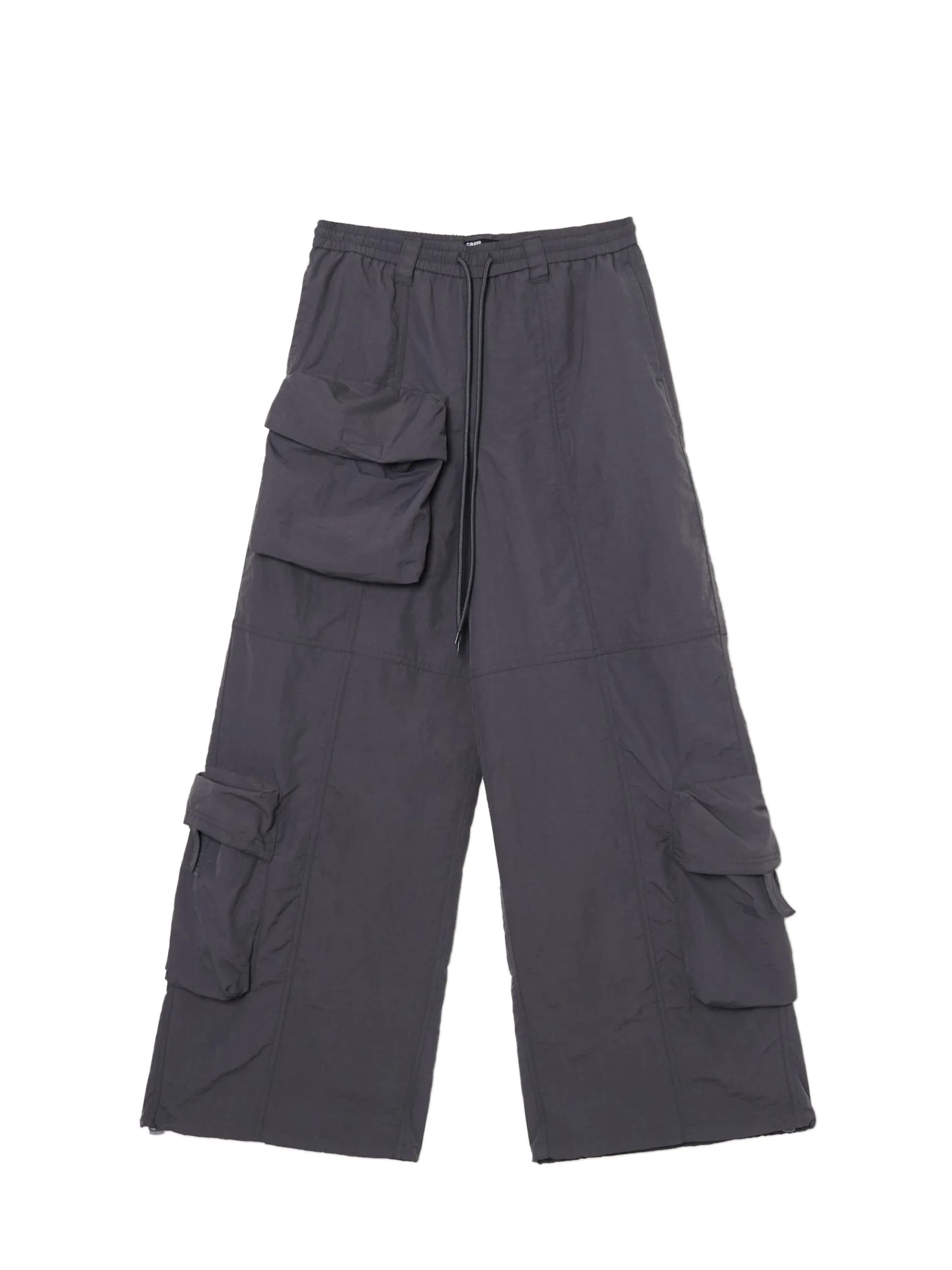 Hot Cropp Spodnie parachute z kieszeniami cargo fioletowy