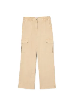 Fashion Cropp Spodnie straight z kieszeniami cargo kremowy