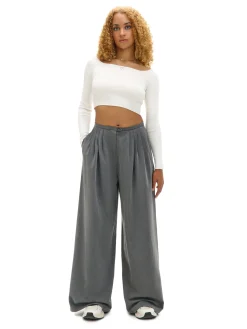 Online Cropp Spodnie wide leg szary