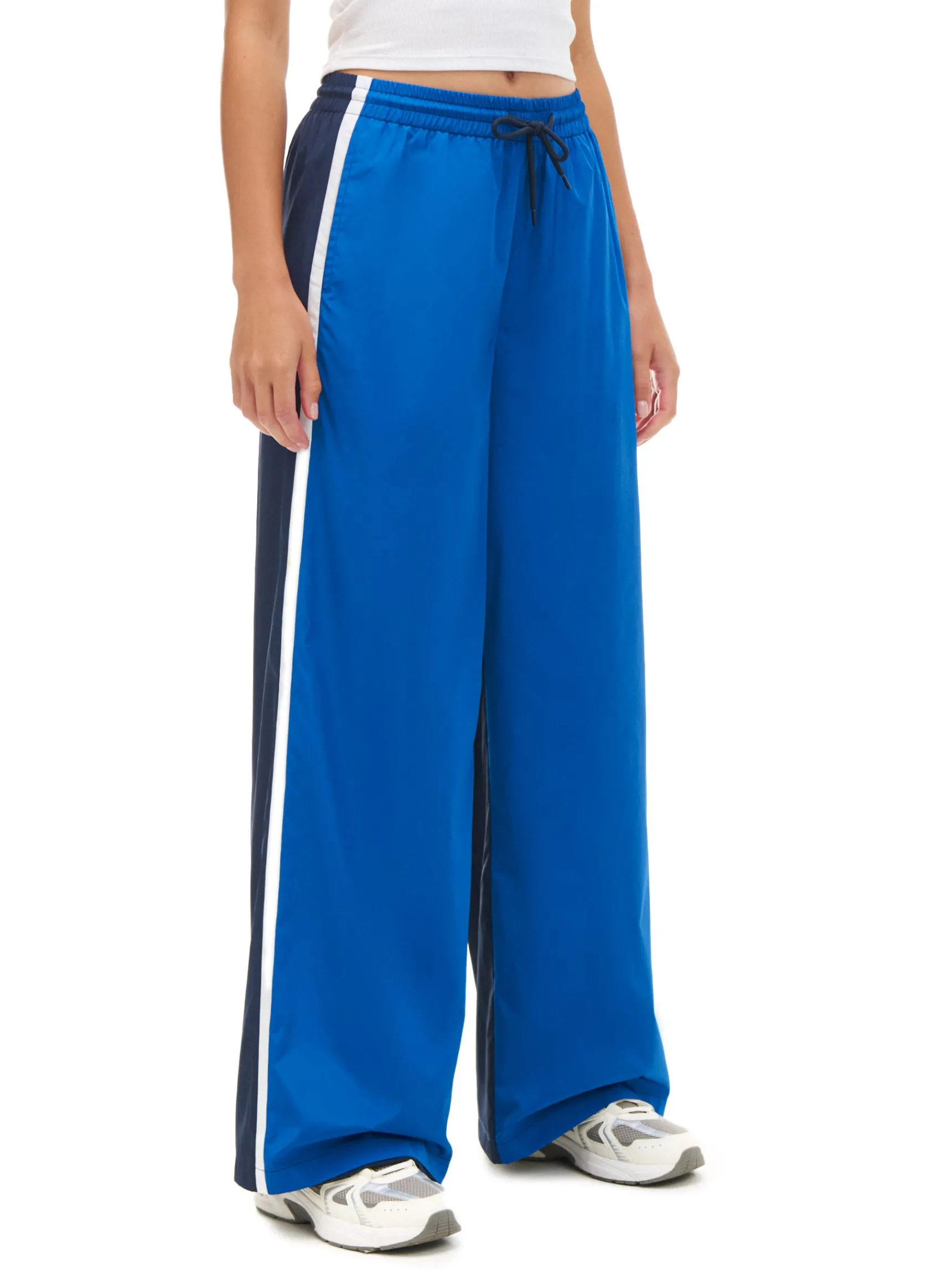 New Cropp Spodnie wide leg z lampasami granatowy