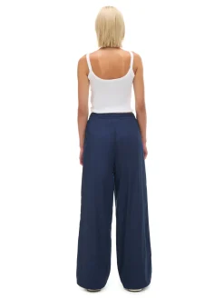 New Cropp Spodnie wide leg z lampasami granatowy