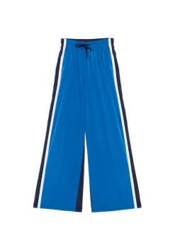 New Cropp Spodnie wide leg z lampasami granatowy
