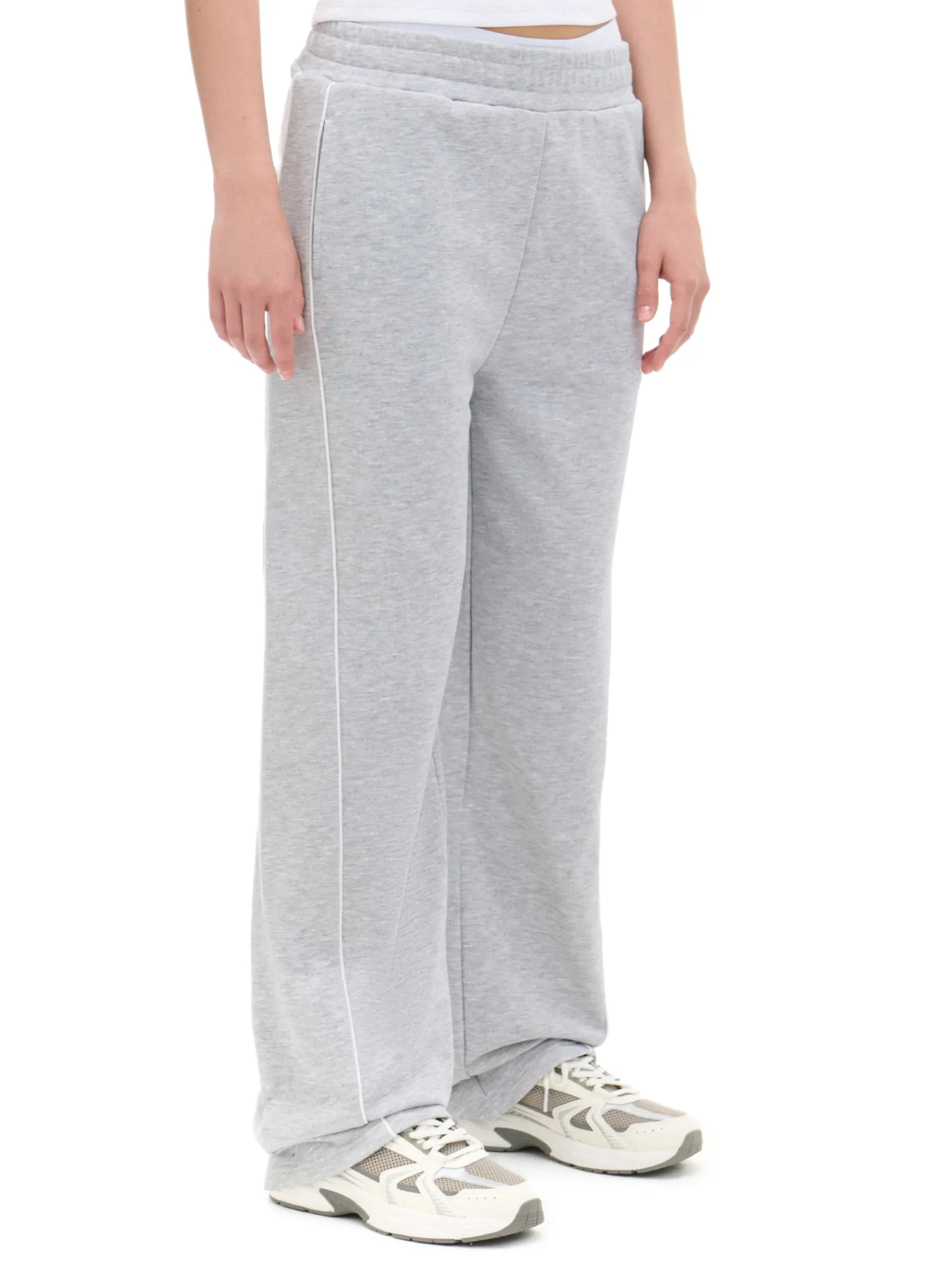 Best Cropp Spodnie wide leg z wysokim stanem jasnyszary