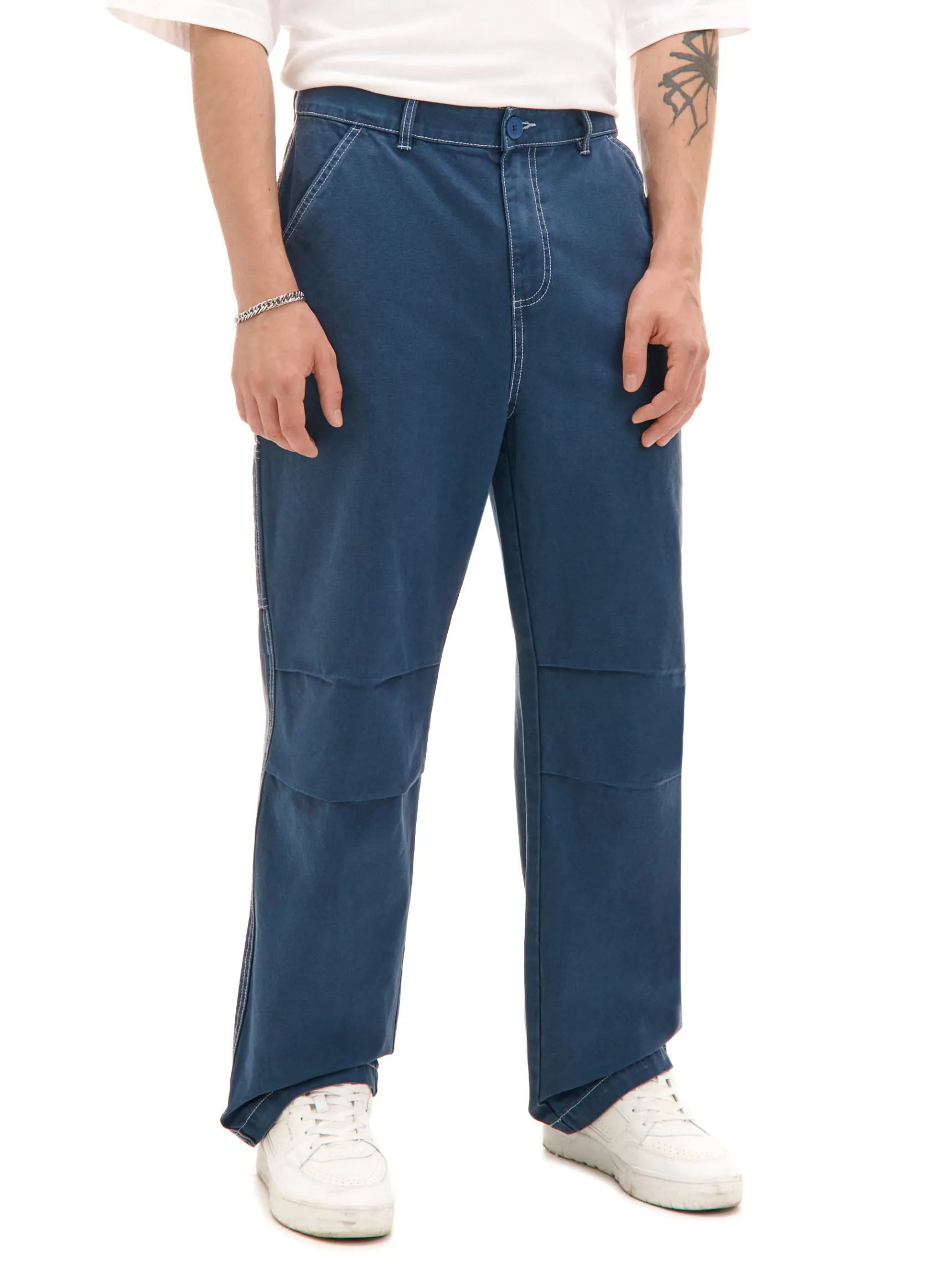Clearance Cropp Spodnie z białymi przeszyciami surowygranatowy