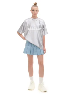 Best Cropp Srebrna koszulka z nadrukiem UNISEX jasnyszary