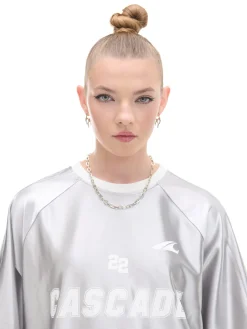 Best Cropp Srebrna koszulka z nadrukiem UNISEX jasnyszary
