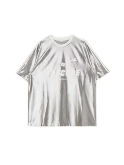 Best Cropp Srebrna koszulka z nadrukiem UNISEX jasnyszary