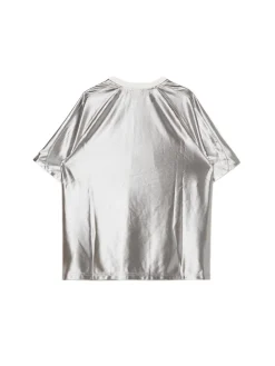 Best Cropp Srebrna koszulka z nadrukiem UNISEX jasnyszary