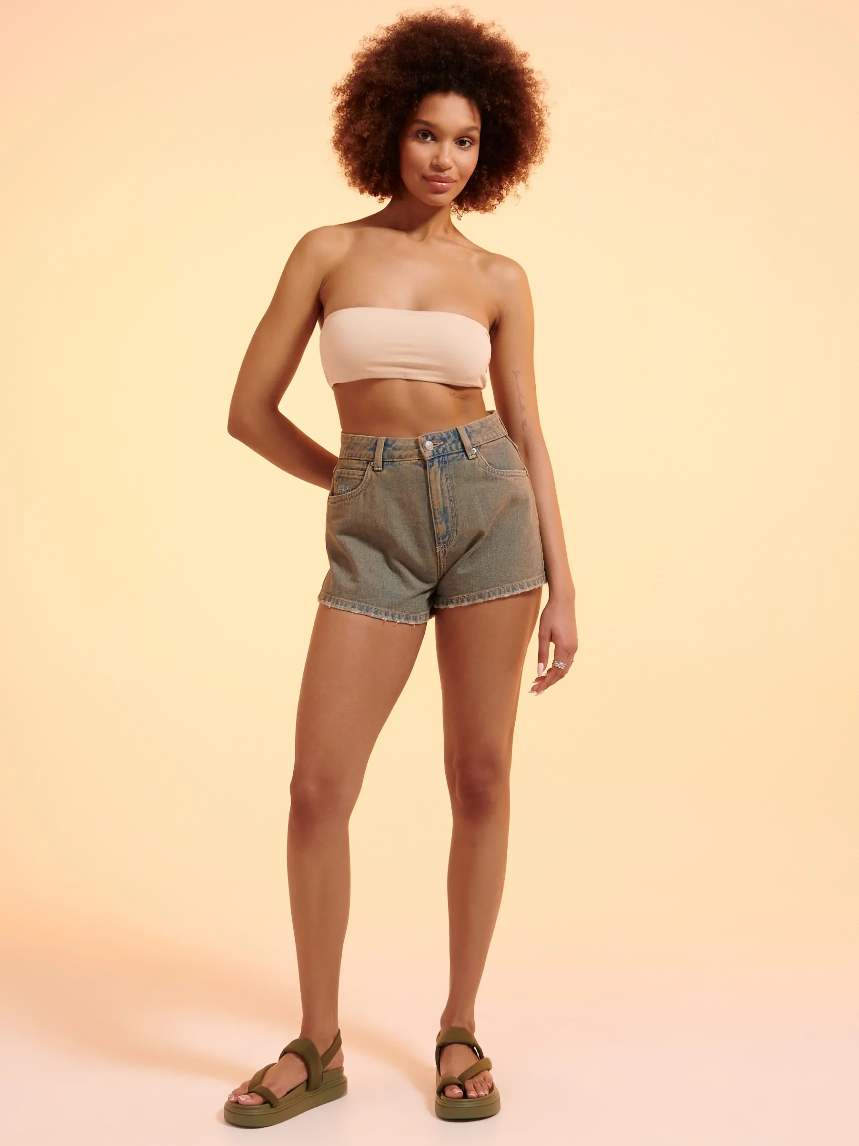 Hot Cropp Stanik bandeau kremowy