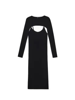 Discount Cropp Sukienka maxi z dodatkowymi rękawami czarny