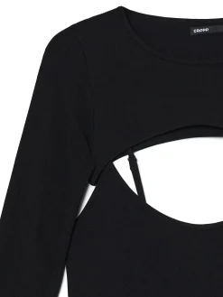 Discount Cropp Sukienka maxi z dodatkowymi rękawami czarny