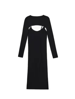 Discount Cropp Sukienka maxi z dodatkowymi rękawami czarny