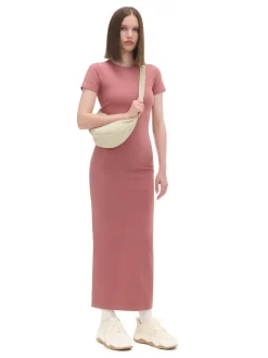 Best Cropp Sukienka maxi z krótkim rękawem różowy